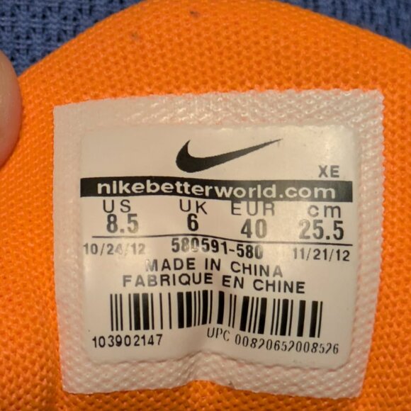 Nike Free 5.0 Womens 8.5 Training & Running Shoes Blue & Orange - Picture 8 of 13